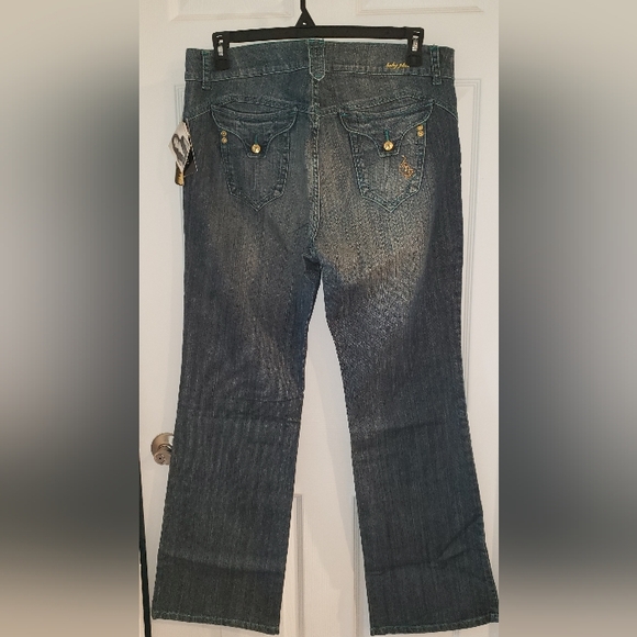 Baby Phat Size 18 Jeans trimmed in gold - Picture 3 of 5